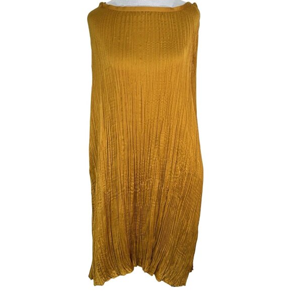Vince Womens Mustard Yellow Pleated Tie Front Midi Skirt M - Picture 6 of 7